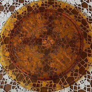 Vintage Amber Indiana Glass Cake Platter Plate and Footed Bowl 10 lb💛RESERVED